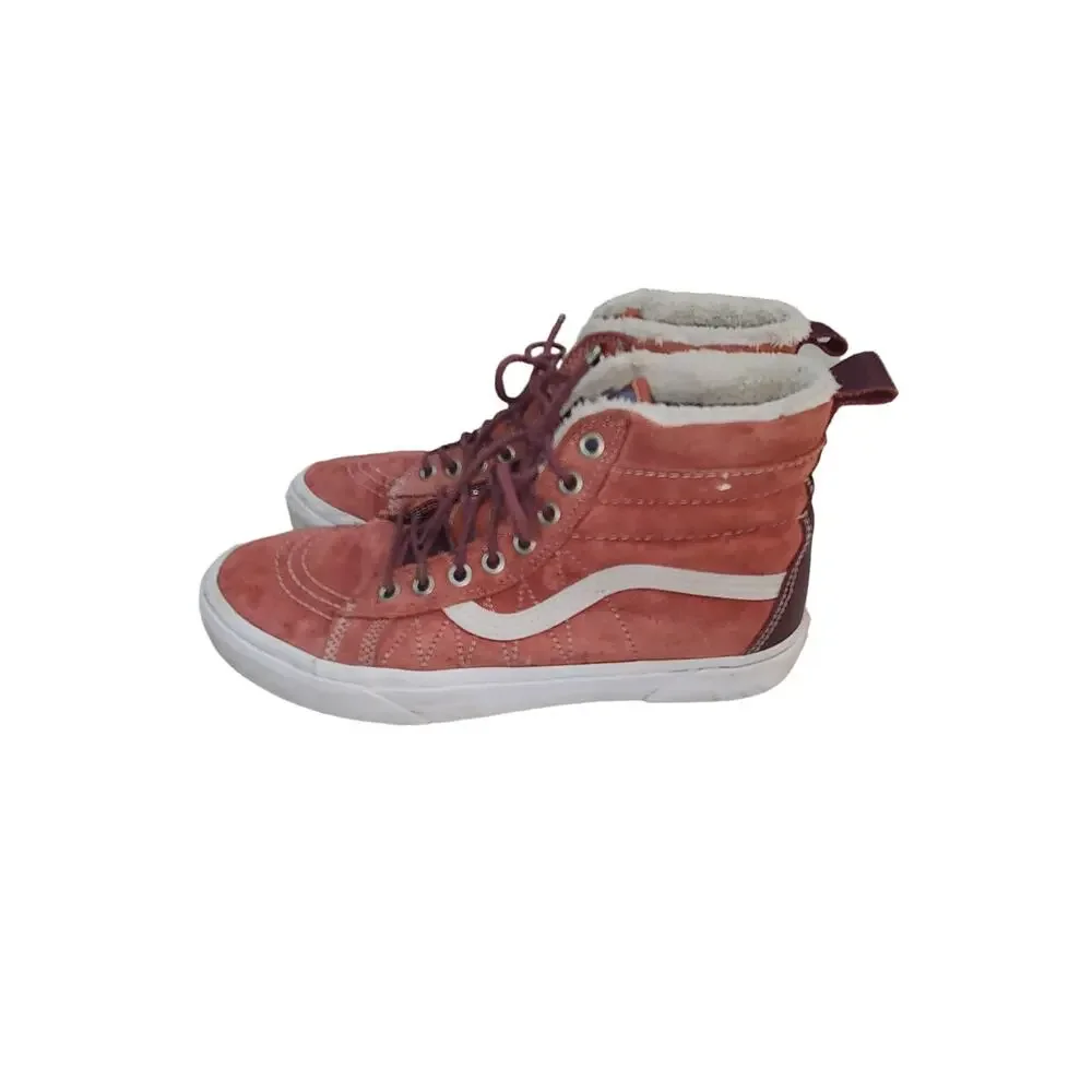 Vans Off the Wall red high tops Faux Fur lined men's 7.5 women's 9